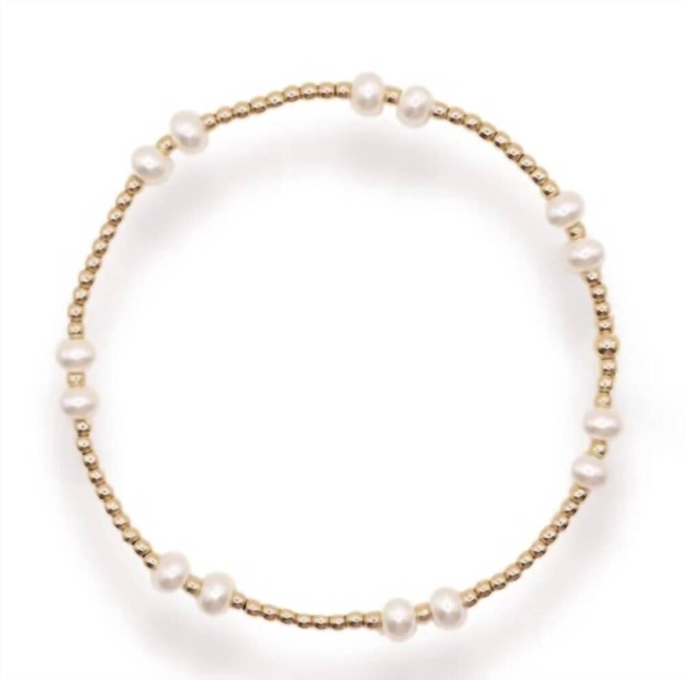 NEW BEADED BLONDES women's dainty bethani pearl bracelet in gold